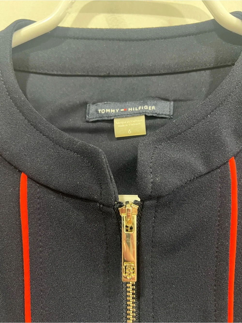 Tommy Hilfiger Navy Mini Dress with Red Piping and Front Zip - Picture 3 of 7